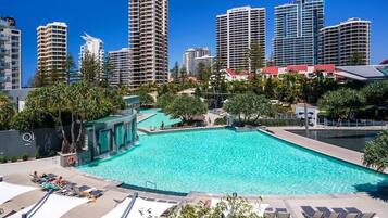 Indoor pool, 3 outdoor pools, open 6:00 AM to 8:00 PM, free cabanas