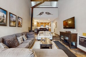 TV, fireplace, foosball, table tennis