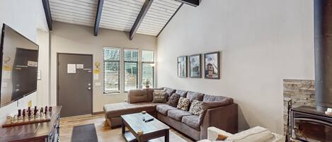 TV, fireplace, table football, ping pong