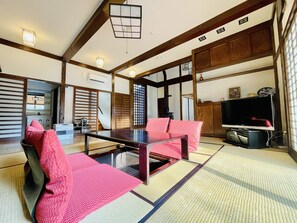 3-bedroom, Private Vacation Home | Living area | TV, fireplace, heated floors - Hakone Man Rai Private Villa & Garden (Hakone)