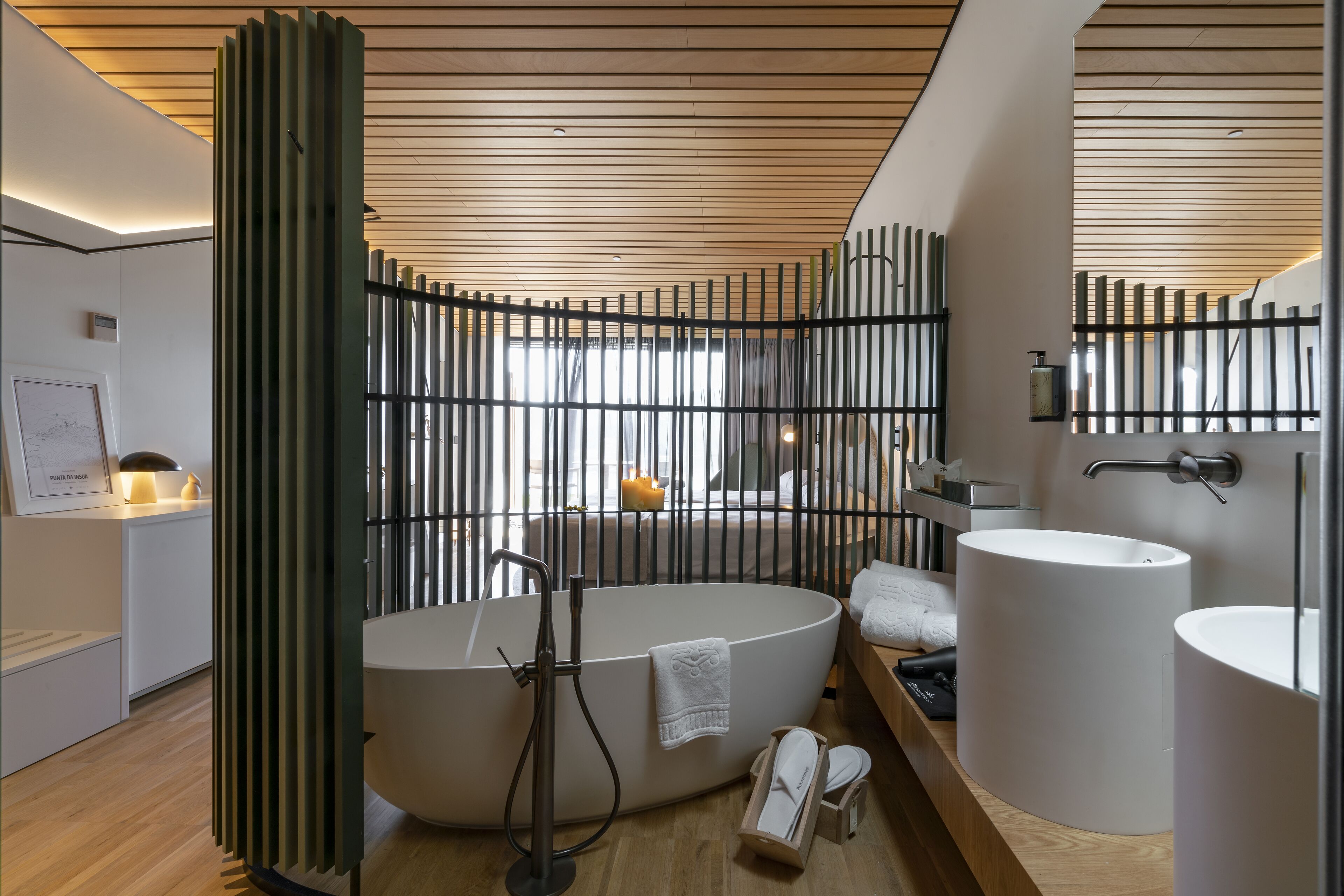 eco-friendly toiletries, hair dryer, towels