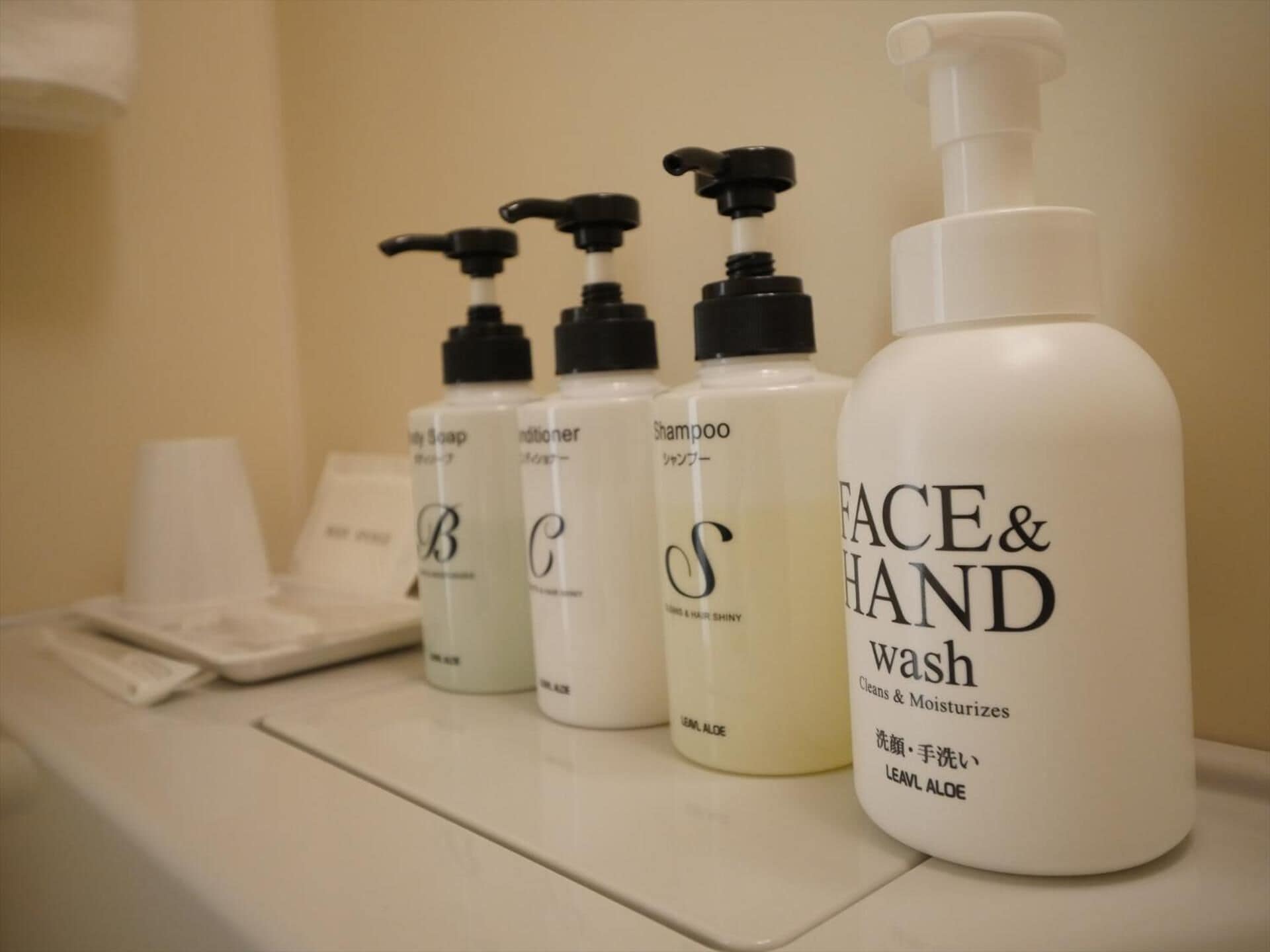 combined shower/bathtub, free toiletries, hair dryer, slippers