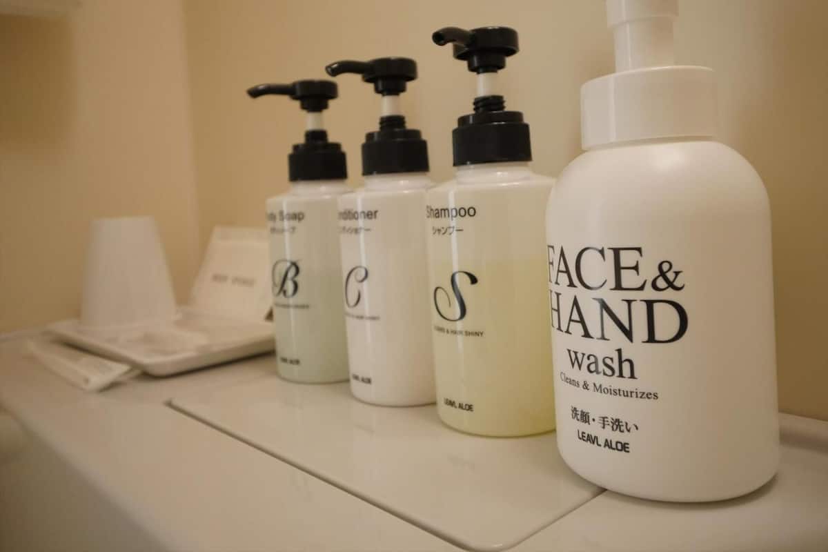 combined shower/bathtub, free toiletries, hair dryer, slippers