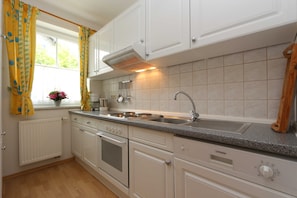 Fridge, oven, dishwasher, highchair
