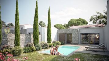 Piscina externa, piscina aquecida