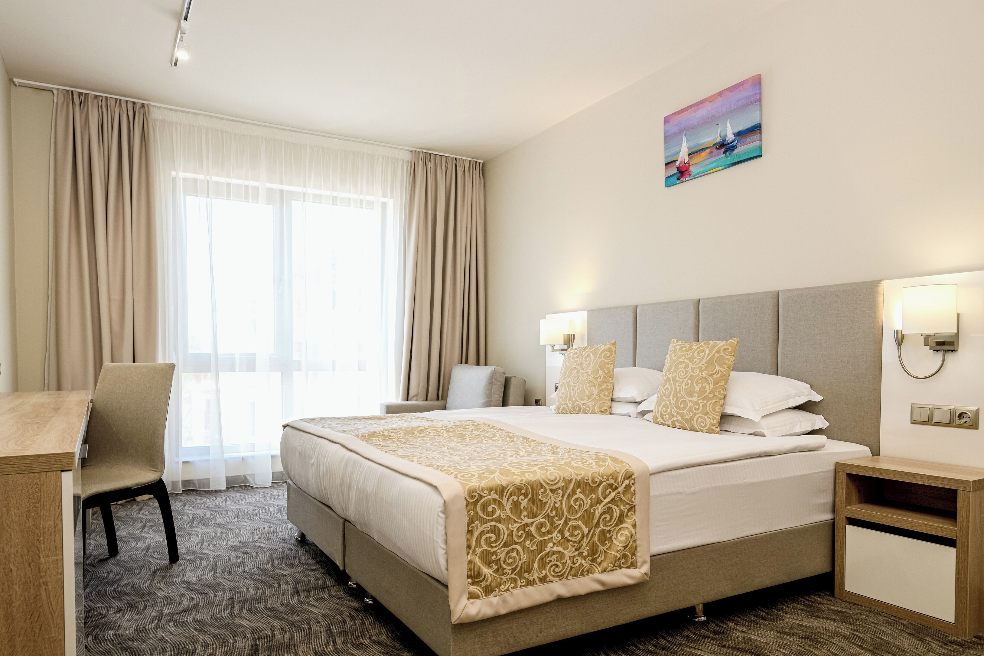 Minibar, in-room safe, desk, blackout curtains