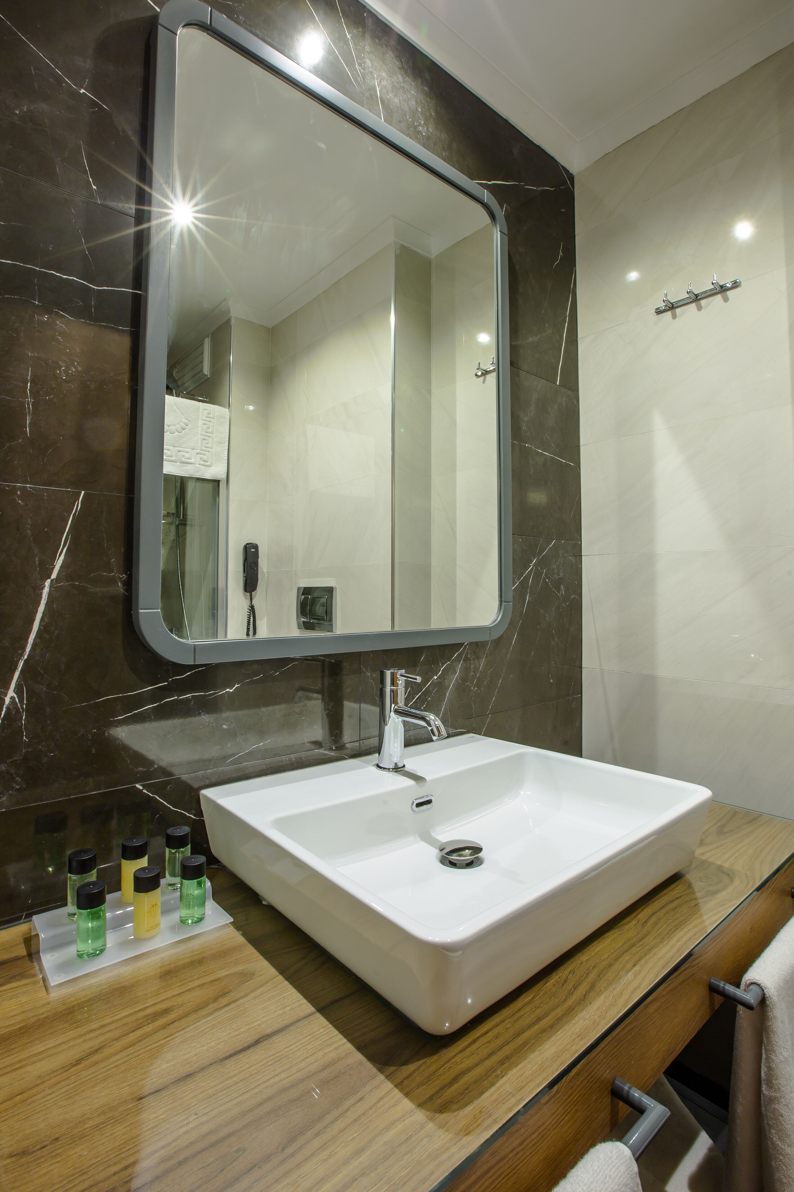 shower, slippers, towels