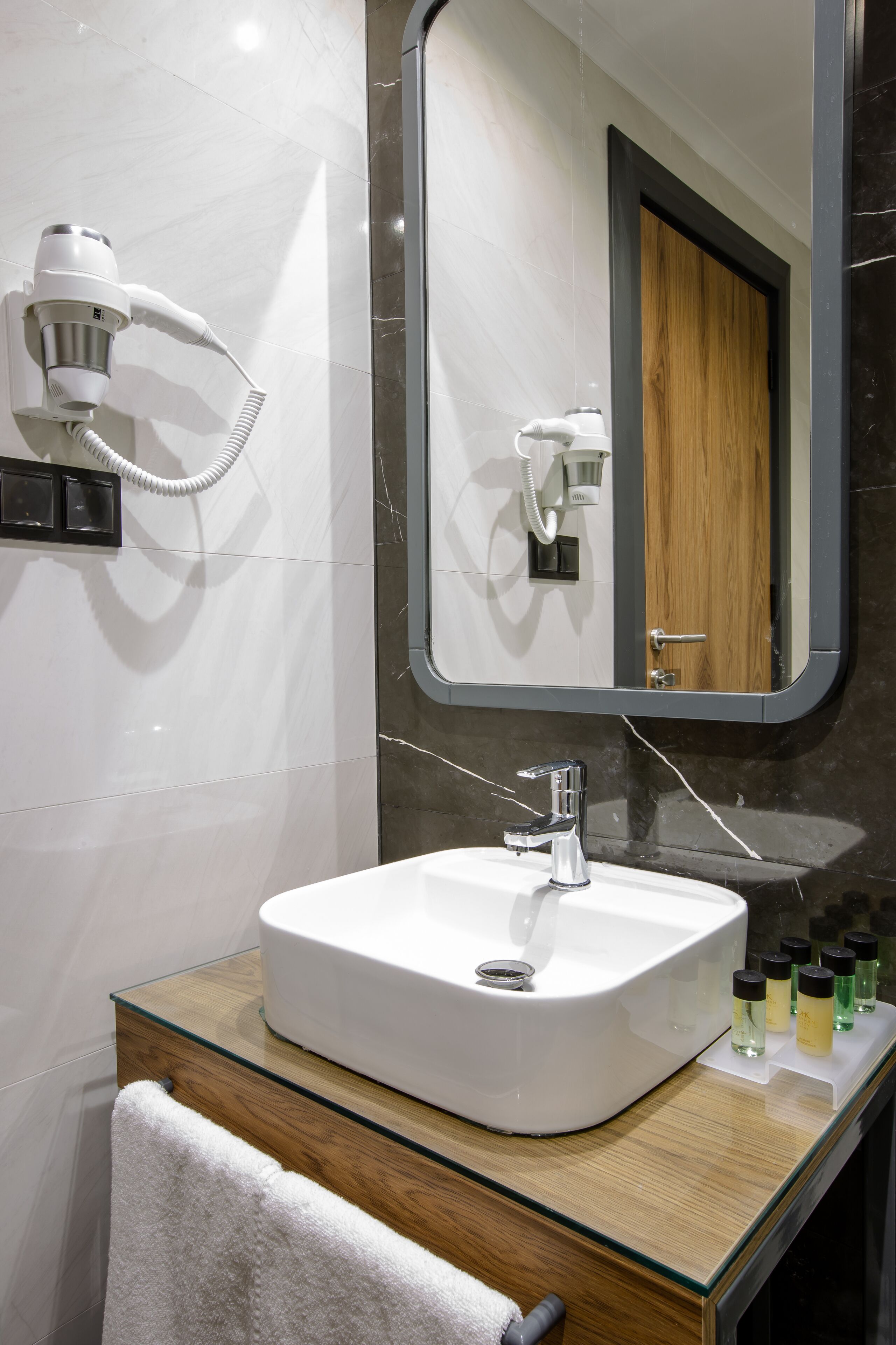 shower, slippers, towels