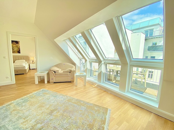 Panoramic Apartment, 1 Bedroom, Non Smoking, Kitchen | Living area