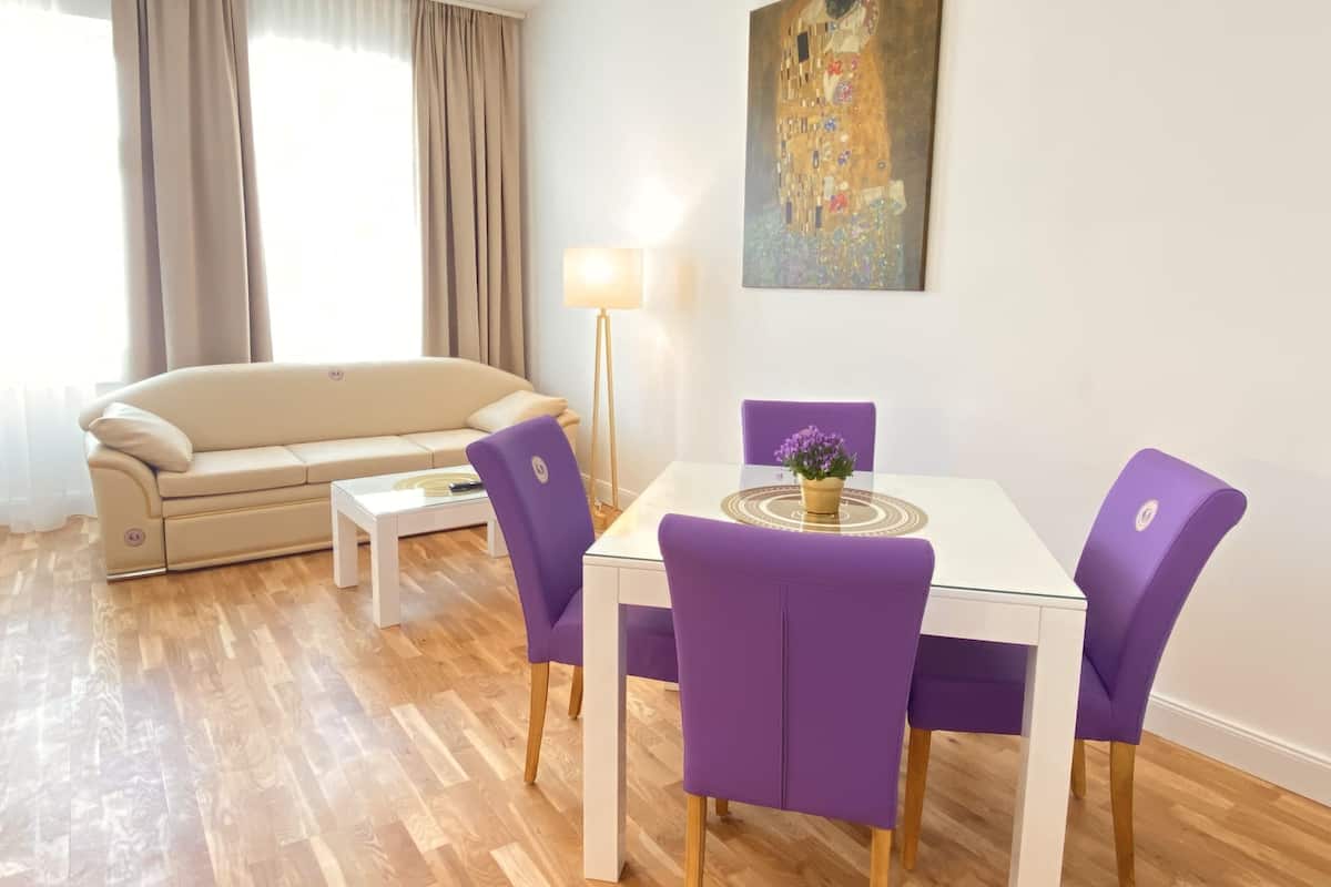 Family Apartment, 1 Bedroom, Non Smoking, Balcony | Living room | 43-inch flat-screen TV with satellite channels, LED TV