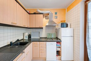 Kühlschrank, Mikrowelle, Herdplatte, Geschirrspüler