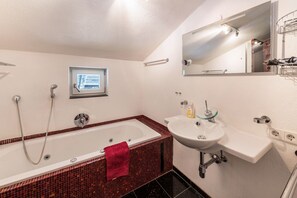 Bañera, secador de pelo, toallas