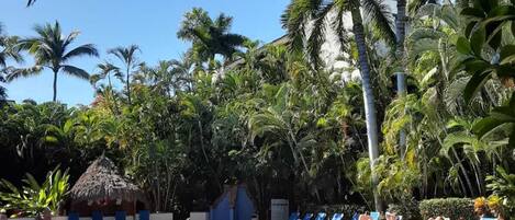 Een buitenzwembad en een verwarmd zwembad