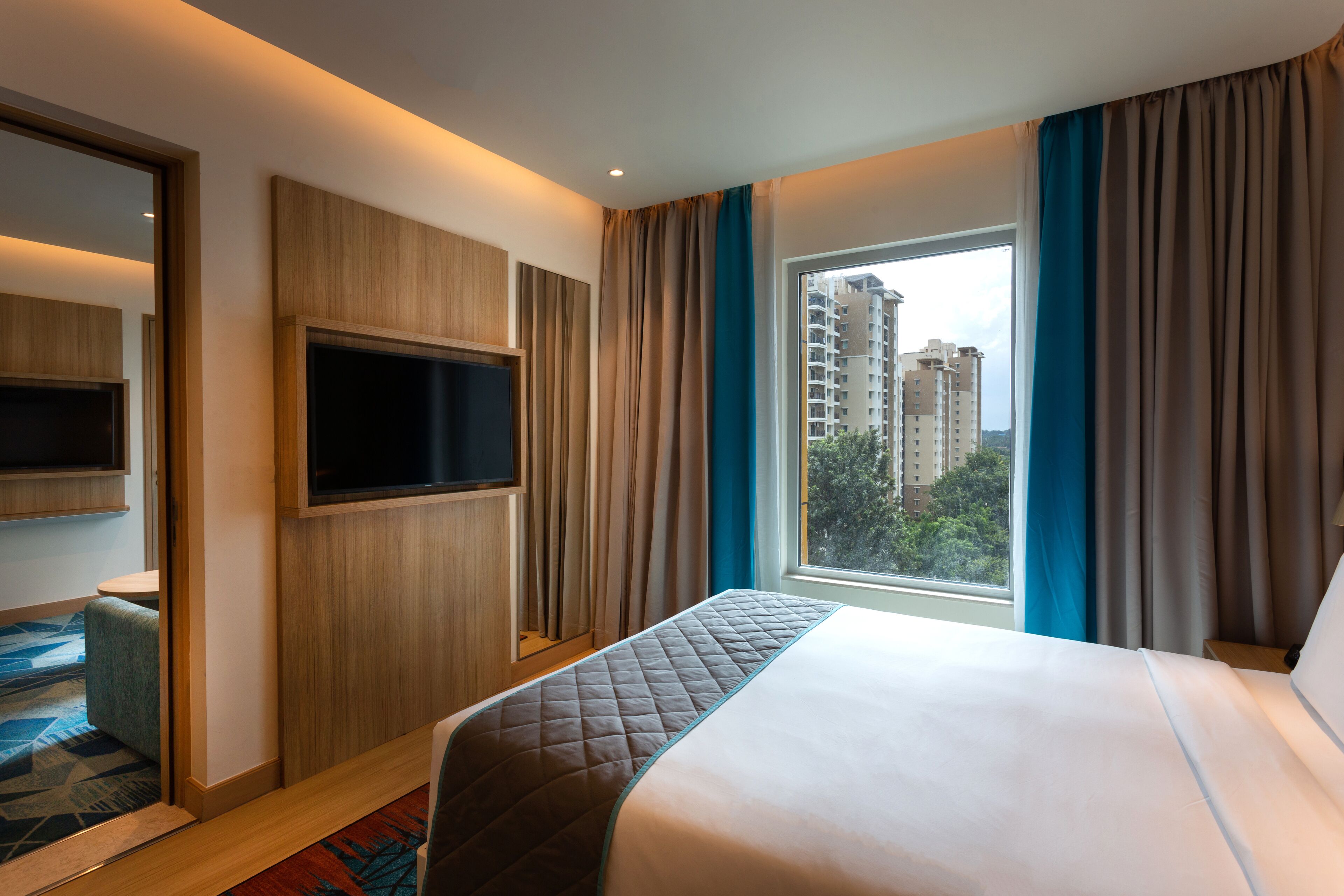 Memory-foam beds, minibar, in-room safe, desk
