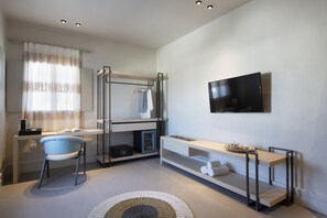 Junior Room, 1 Queen Bed | Living area | 43-inch Smart TV with cable channels, TV - Parion Opus - Adults Only (Paros)