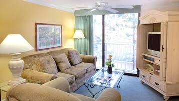 TV, DVD player, stereo