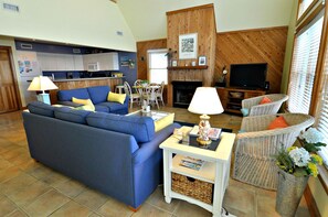 TV, fireplace