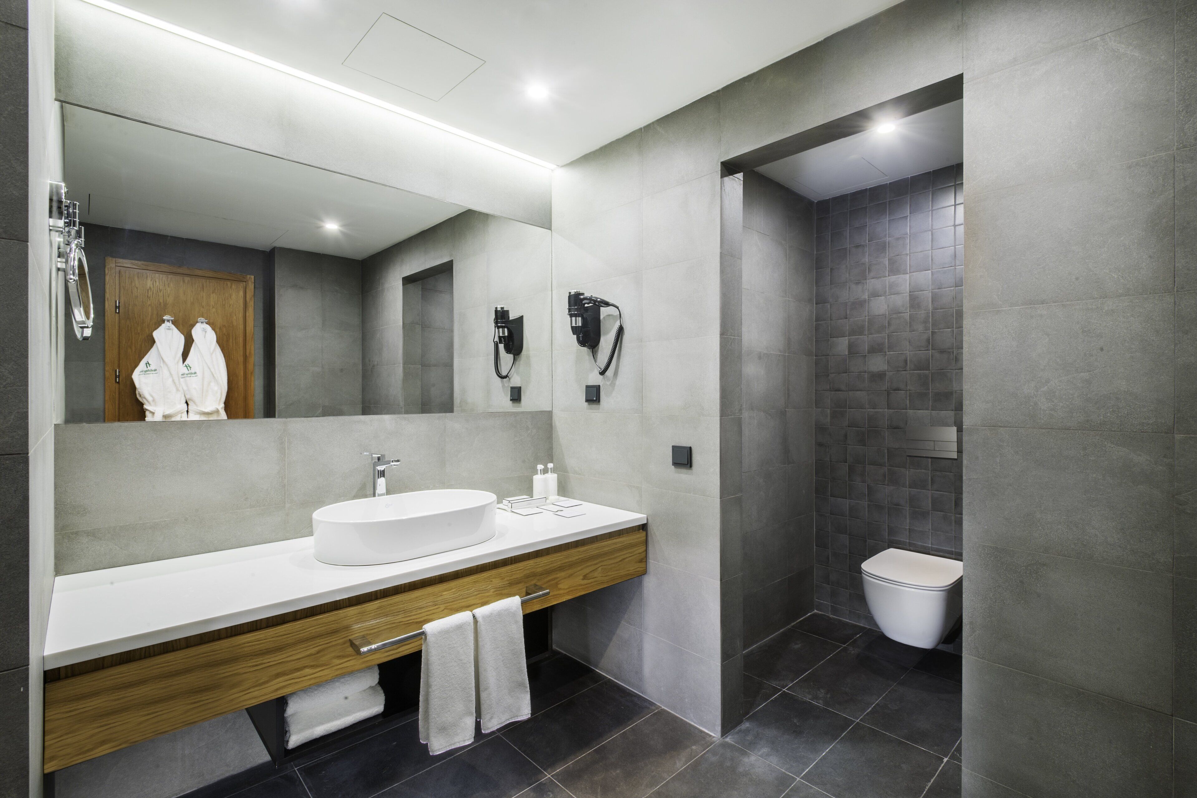 free toiletries, hair dryer, slippers, towels