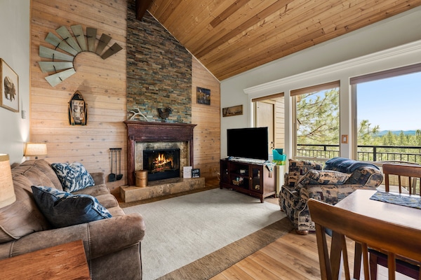 The fireplace keeps it warm and cozy in the winter.