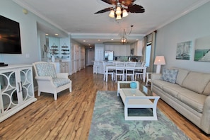 Condo, Multiple Beds (San Carlos 801) | Living area | TV - San Carlos 801 (Gulf Shores)
