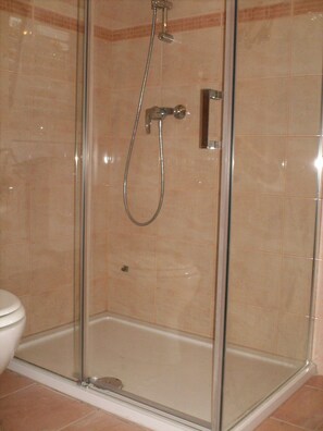 Douche, sèche-cheveux, serviettes fournies, papier toilette