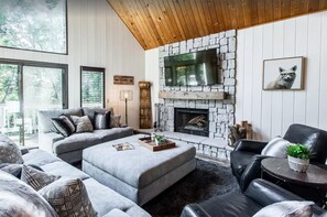 Smart TV, caminetto, tavolo da calcetto