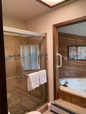 Bathtub, hair dryer, towels