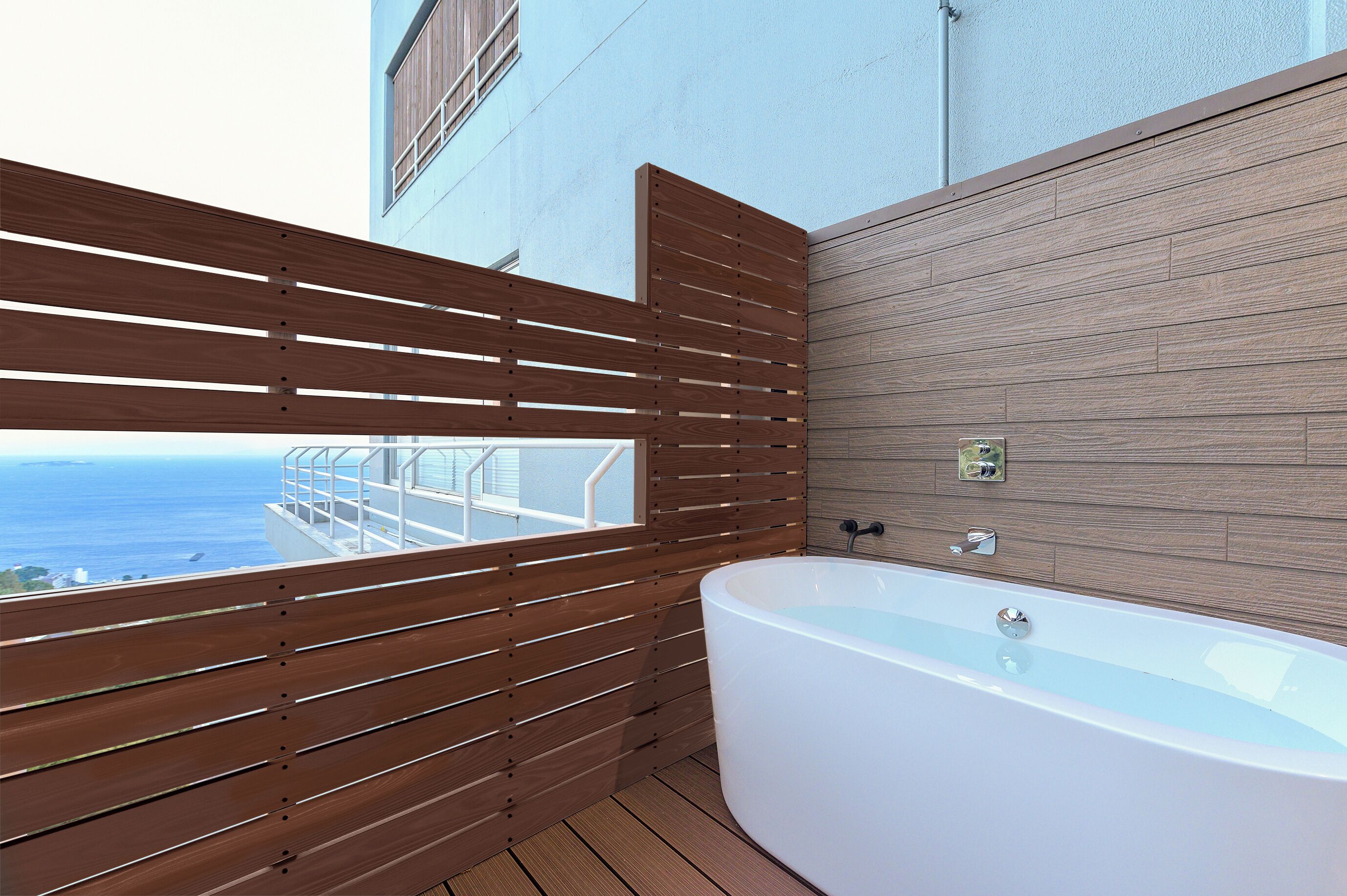 junior suite room with private open-air bath, ocean view, non smoking | bathroom | combined shower/bathtub, deep-soaking bathtub, slippers, towels