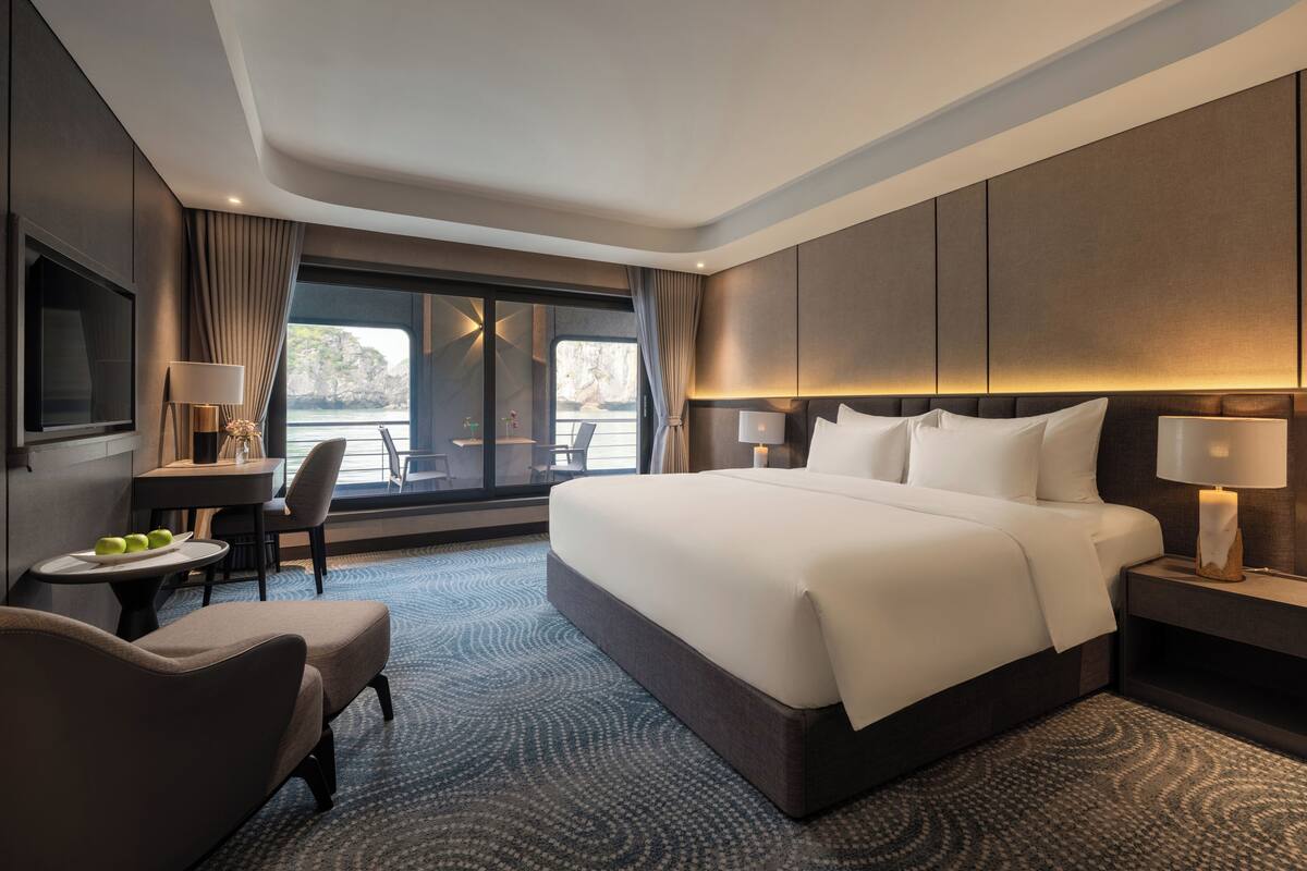 Premium bedding, down comforters, memory foam beds, minibar