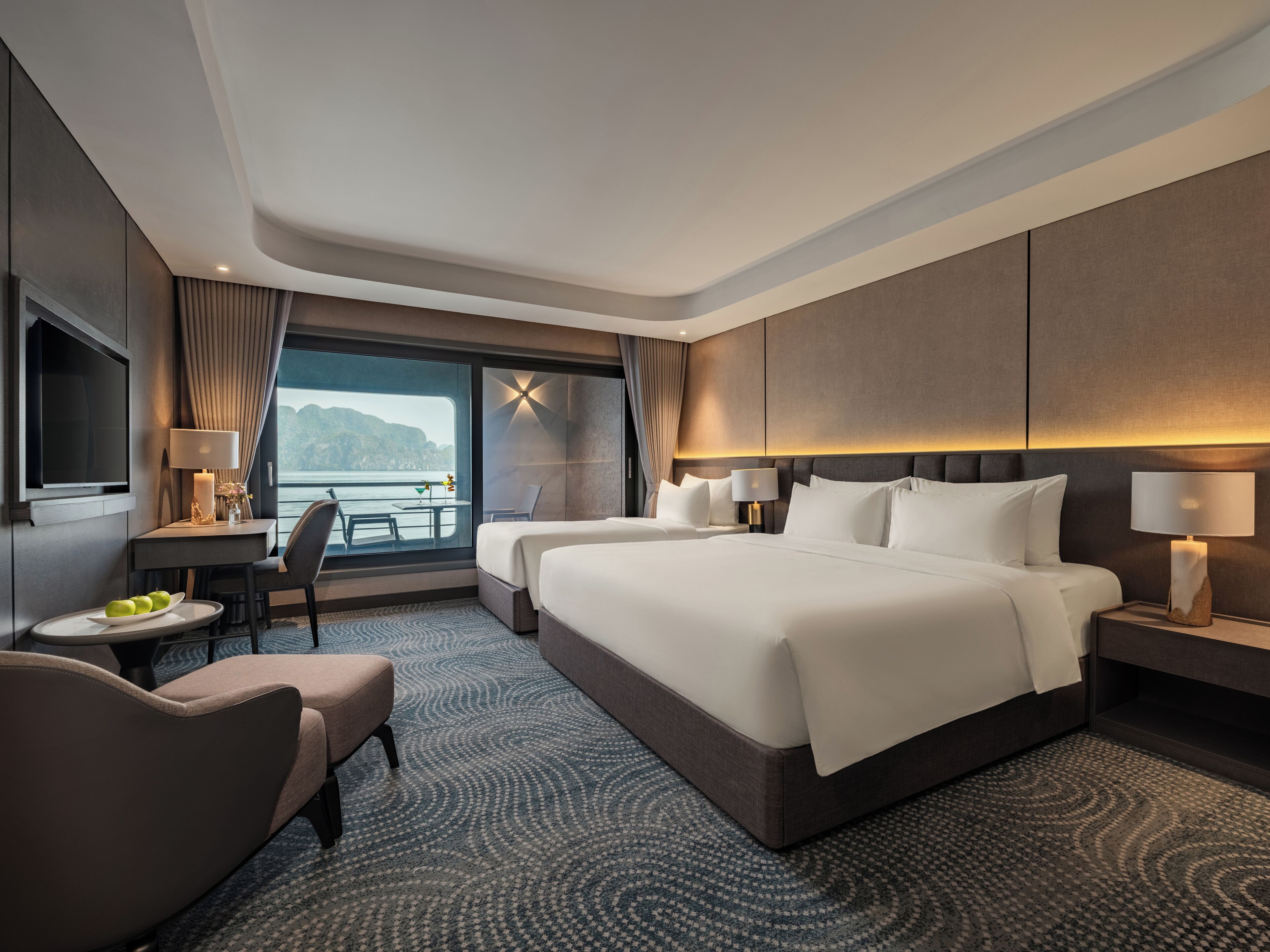 Junior Triple Suite Sea View with Private Balcony | Premium bedding, down comforters, memory foam beds, minibar