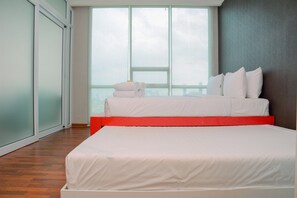 Room | 1 bedroom, bed sheets - Comfortable and Homey 1BR Apartment at Ancol Mansion (Jakarta)
