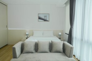 Room | Free WiFi, bed sheets - Comfortable Studio Room at Capitol Suites Apartment (Jakarta)