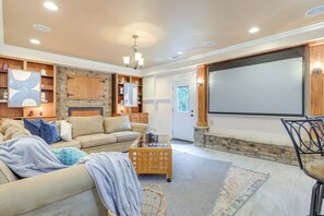 TV, fireplace, offices - Spacious Stockbridge Manor: Pool Table, 2 Kitchens (Stockbridge)