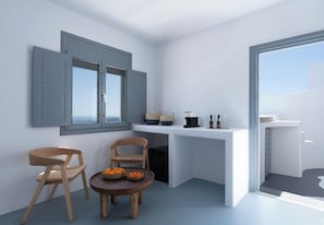 Senior Suite (Outdoor Hot Tub - Caldera View) | Opholdsområde | Fladskærms-tv