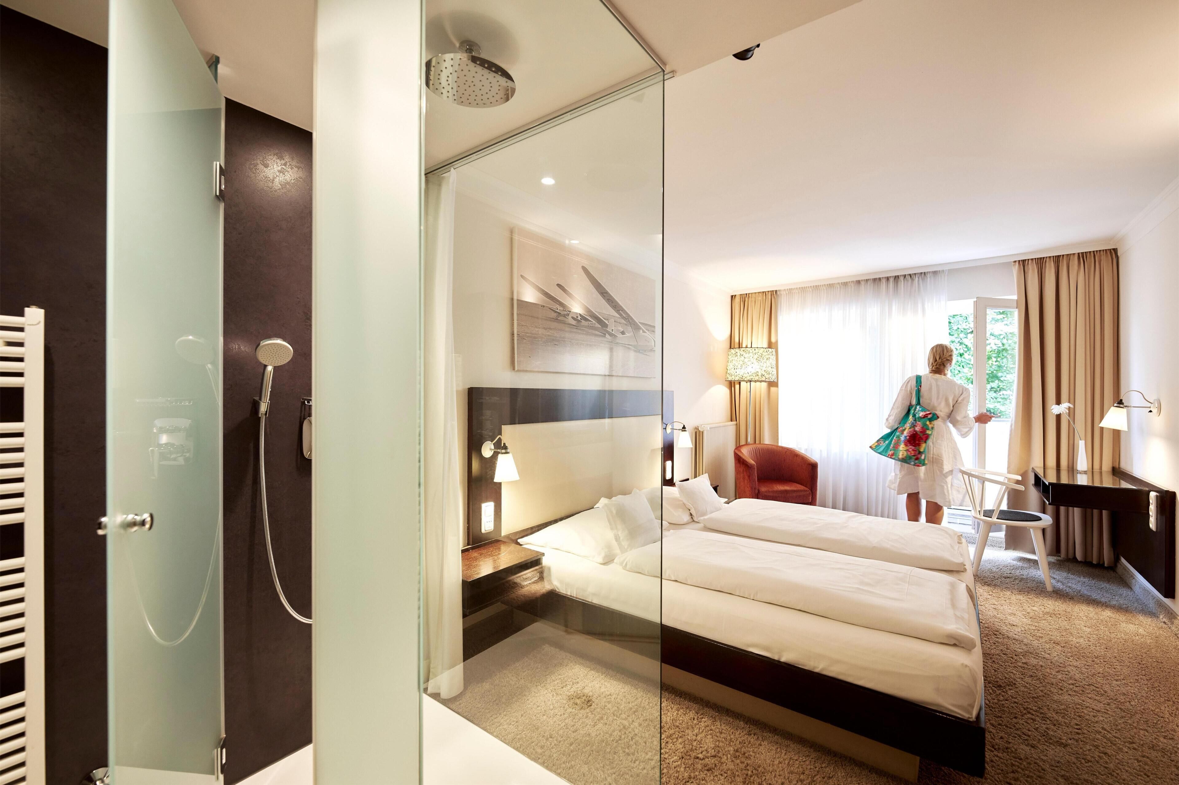 Hypo-allergenic bedding, desk, laptop workspace, soundproofing