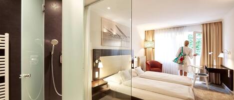 Hypo-allergenic bedding, desk, laptop workspace, soundproofing