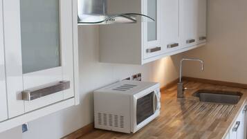 Full-sized fridge, microwave, oven, stovetop