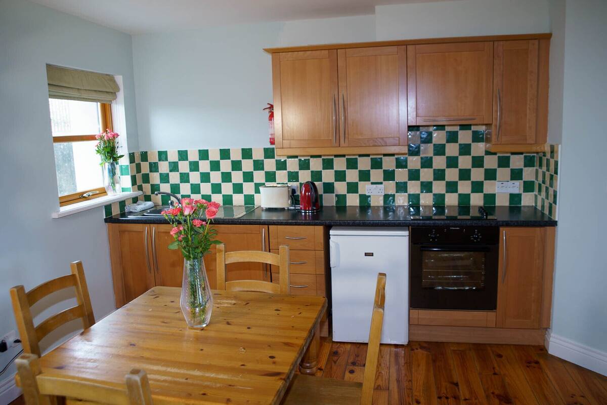 Microwave, coffee/tea maker, high chair