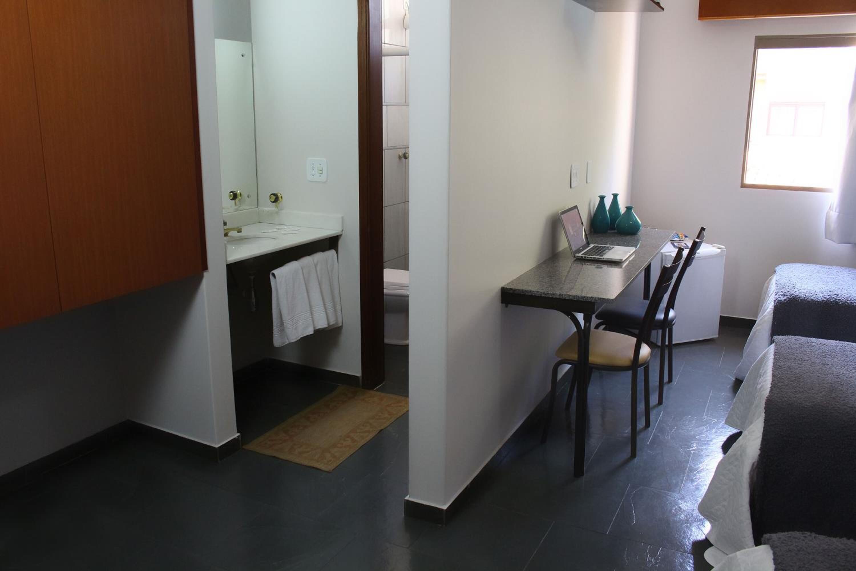 minibar, desk, laptop workspace, soundproofing