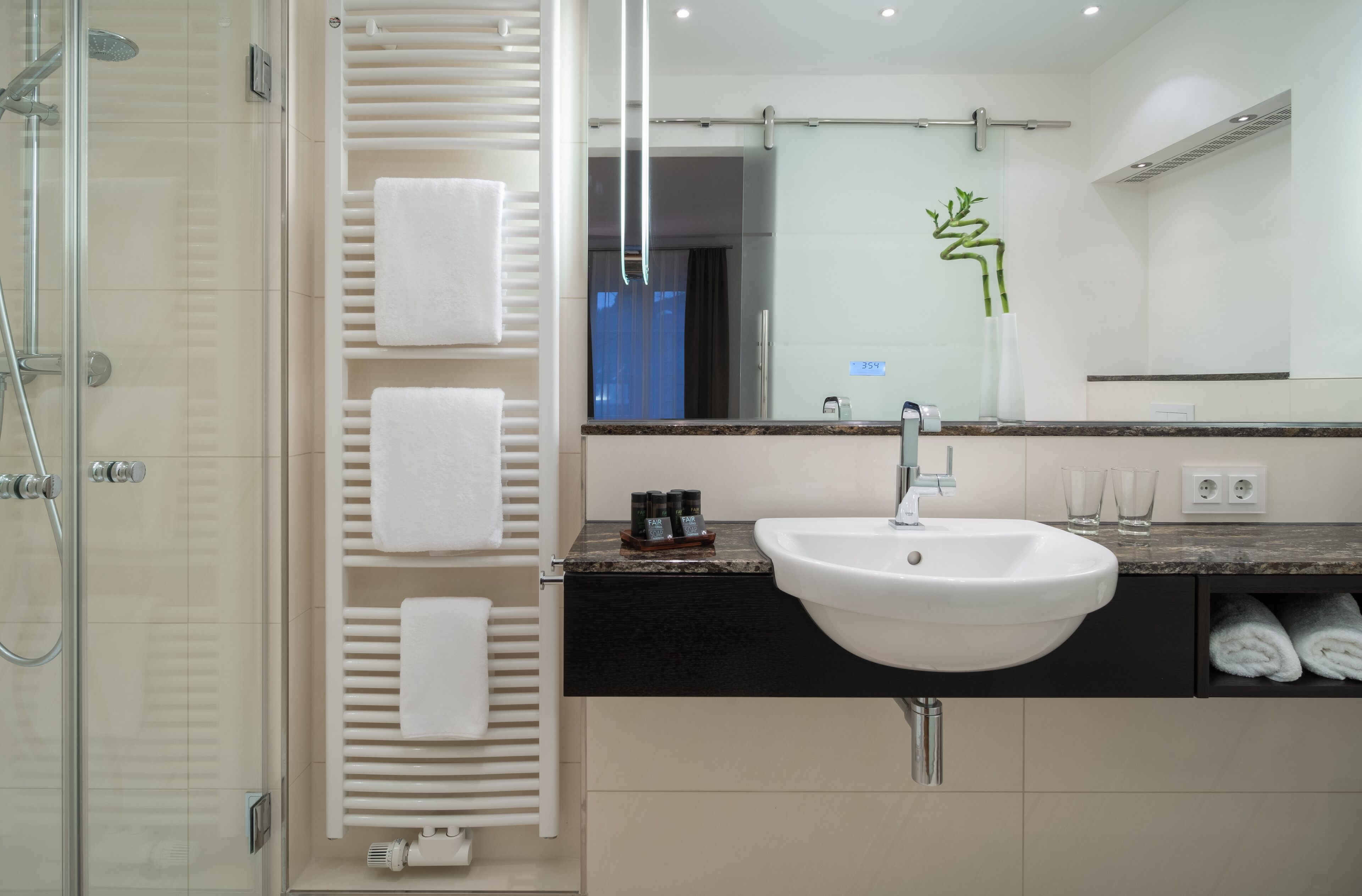 family room | bathroom | hair dryer, towels