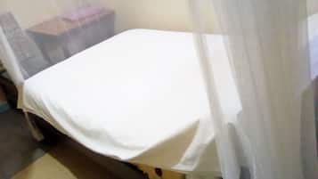 Desk, free WiFi, bed sheets