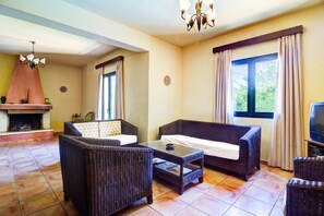 TV, fireplace, video-game console