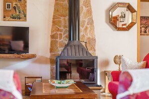 TV, fireplace, stereo - Holiday Home "Son Barbudet" with Mountain View, Wi-Fi, Garden, Terraces & Pool (CAMPOS)