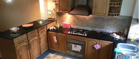 Fridge, microwave, oven, electric kettle