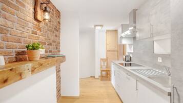 Kühlschrank, Mikrowelle, Herdplatte, Geschirrspüler