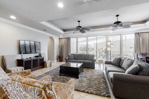 TV, DVD player, stereo