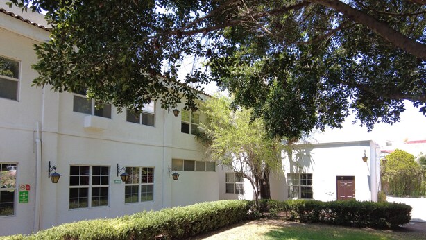 A white building with multiple windows and a tree in front. - Hotel O Puente (San Juan del Río)