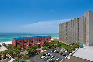 Overlooking the ocean, this hotel offers stunning views from its balconies.
