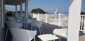 Outdoor dining - Summer Breeze II   Ocean Views, walk to beach, spectacular decks, elevator. (Narragansett)