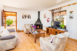 Fireplace, DVD player, stereo